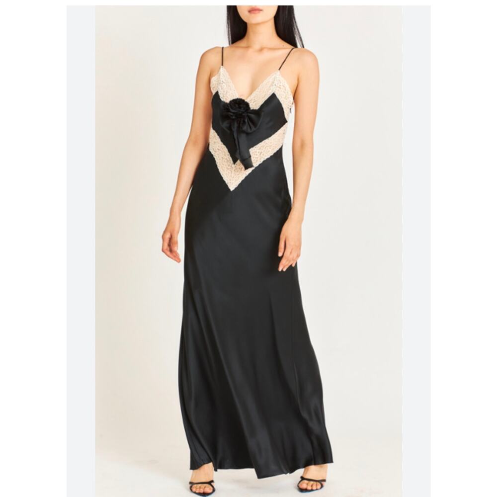 LoveShackFancy - Serita Silk Maxi Dress - Black	Medium
